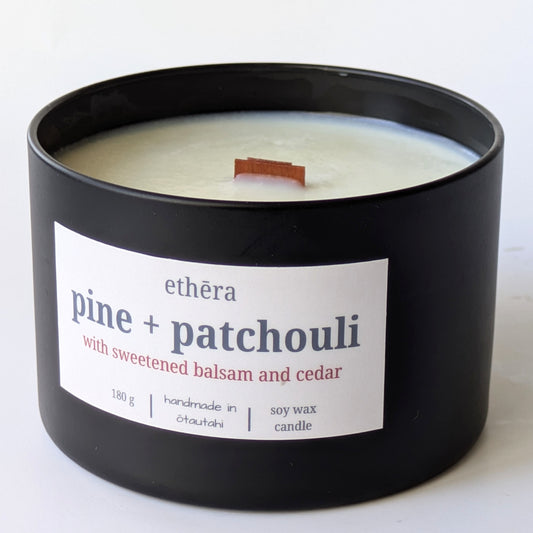 pine + patchouli soy wax candle