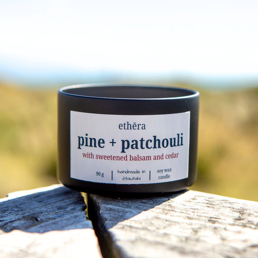 pine + patchouli soy wax candle