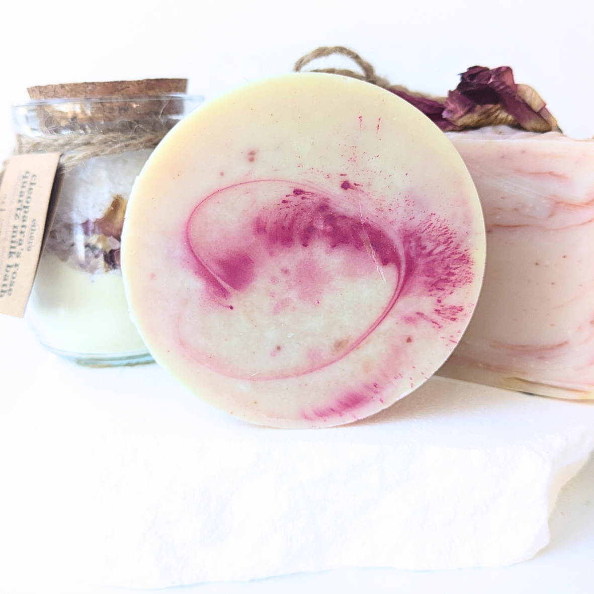 rose quartz loofah soap