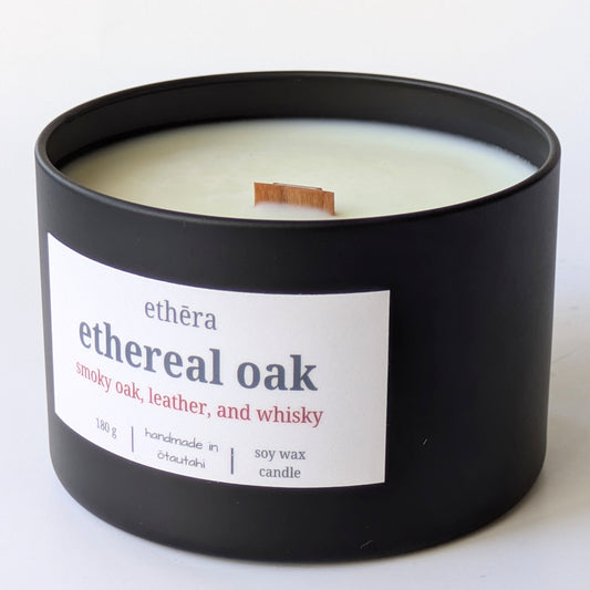 ethereal oak soy wax candle